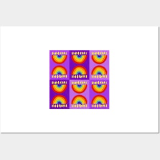 Rainbow Chanukiah Purples Grid Posters and Art